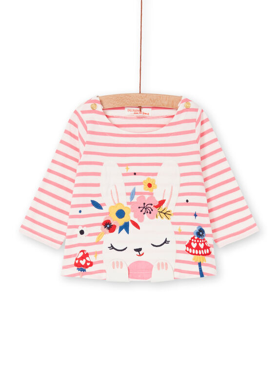 T-shirt à rayures animation lapin bébé fille LIHATEE / 21SG09X1TMLD305