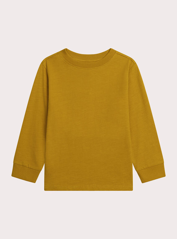 T-shirt  manches longues moutarde effet peau de pêche  XOJOTIRIB3 / 25W902F8TMLB107