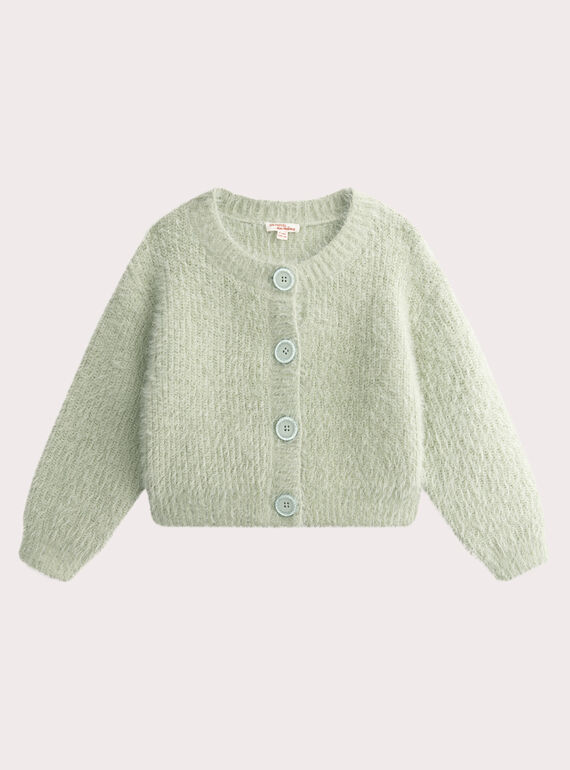 Cardigan en maille plume irisée vert pour fille VAPERCAR / 24W901R1CARG622