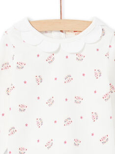 T-shirt écru à imprimé léopards et fleurs bébé fille MIPABRA / 21WG09H2BRA001