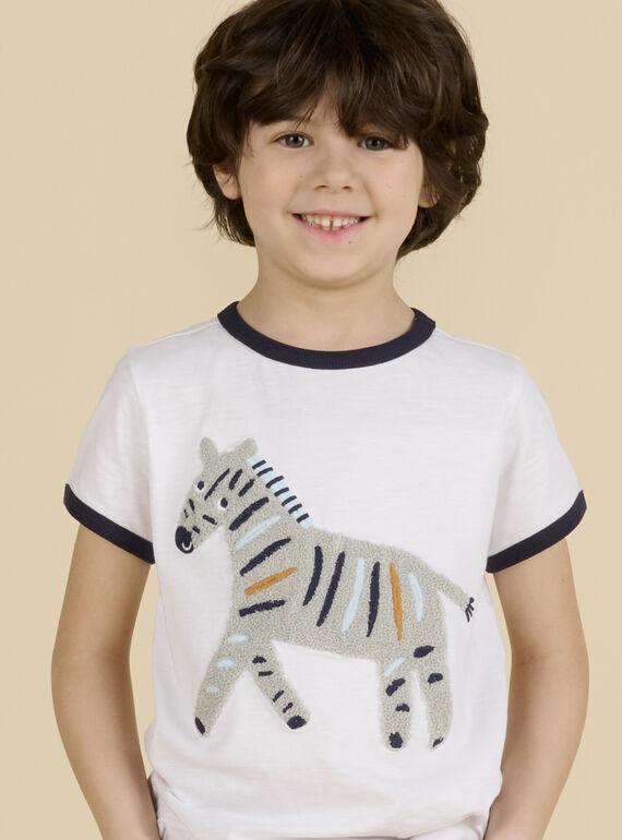 T-shirt blanc motif zèbre enfant garçon NOSOTI / 22S902Q1TMC000