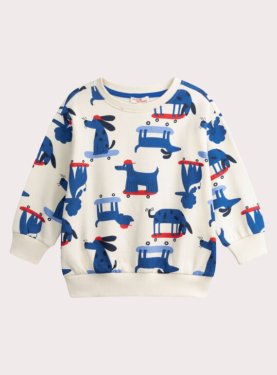 Sweat écru imprimé chien  WOKASWE / 25S90231SWE005
