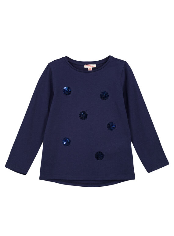 Tee-shirt marine à sequins fille GAJOYTEE1 / 19W90133D32070