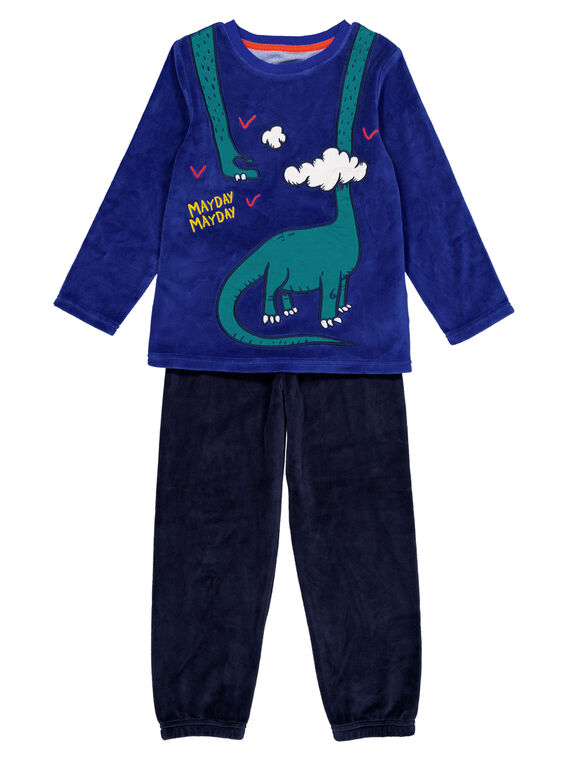 Pyjama bleu en velours enfant garçon GEGOPYJDIP / 19WH12N1PYJ703