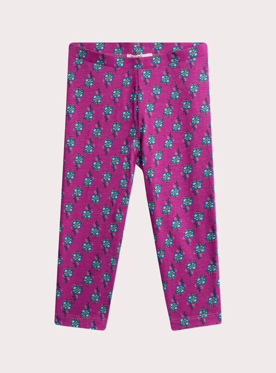 Legging fuschia imprimé  fille WYABOLEG / 25SI01R1CAL302