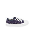 Basket à lacet et zip garçon en toile imprimée bleue ROTOILBLUE / 23KK3673D16070
