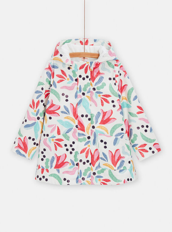 Imperméable écru imprimé abstrait coloré pour fille TAGOMIMPER / 24S901P1IMP001