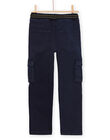 Pantalon uni en toile bleu marine POJOPAMAT1 / 22W902B6PAN705