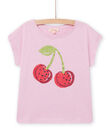 T-shirt lilas motif cerise enfant fille NAJOTI10 / 22S901C5TMCH700