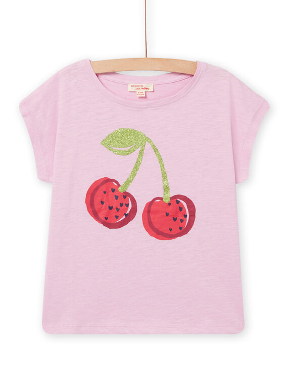 T-shirt lilas motif cerise enfant fille NAJOTI10 / 22S901C5TMCH700