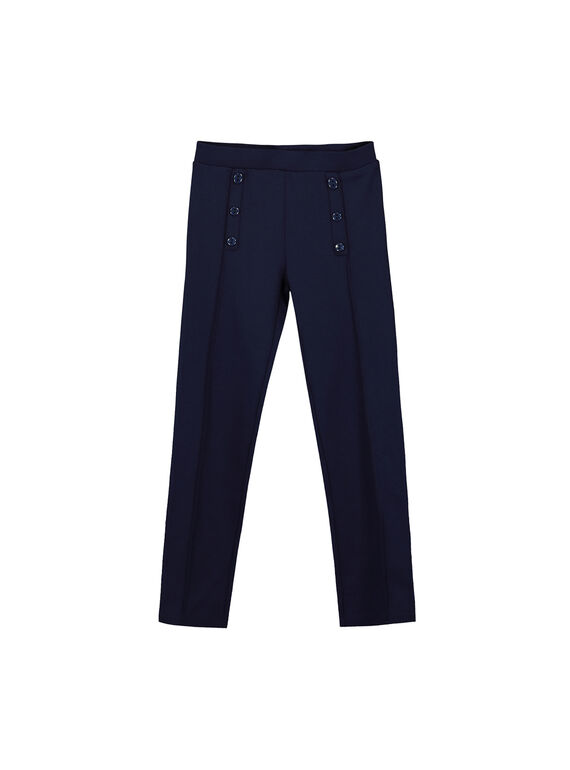 Pantalon maille milano bleu marine fille FAJOPANT4 / 19S90133D2B070