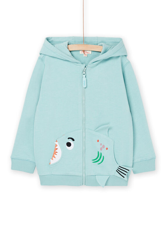 Sweat bleu céladon à animation poisson ROEXOGIL / 23S902V1GIL204