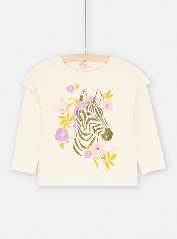 T-shirt rose pâle à motif zèbre pailleté SAKYOTEE1 / 23W901I1TML003