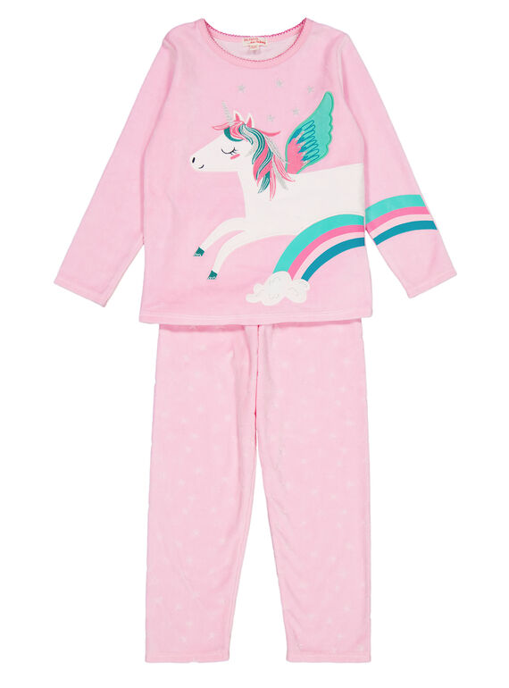 Pyjama rose en velours enfant fille GEFAPYJORN / 19WH11N8PYJD301