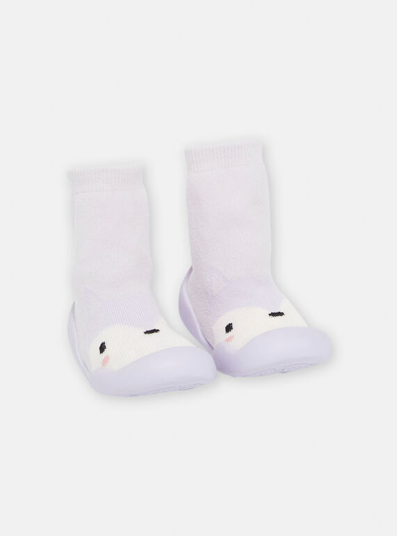Chaussons chaussettes mauves à motif renne SICHO7MOV / 23XK3762D08328