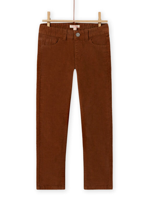 Pantalon en velours côtelé uni marron enfant garçon MOJOPAVEL9 / 21W902N5PAN812