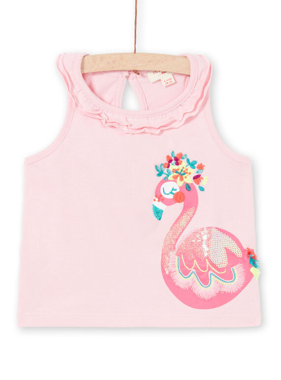 Débardeur rose à volants bébé fille LIBONDEB / 21SG09W1DEBD318