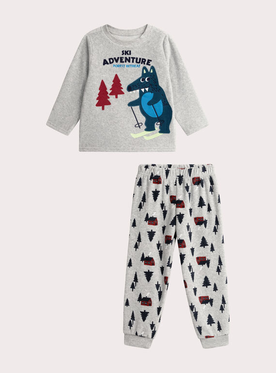 Pyjama gris en velours pour garçon VEGOPYJSKI / 24WH1296PYJJ922