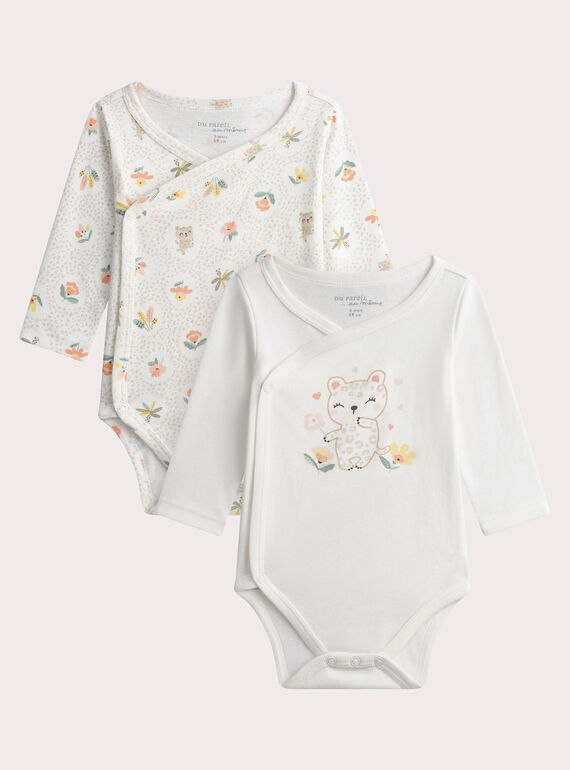 Lot de 2 bodies naissance écrus imprimés panthère WOU1BOD1 / 25SF0371BDN005