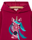 Sweat-shirt à capuche rose motif licorne enfant fille MATUSWEA / 21W901K1SWED312