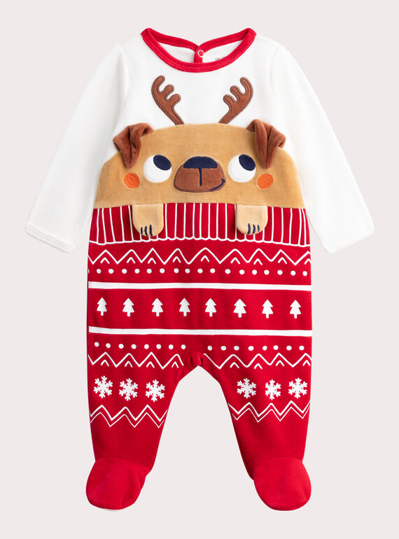 Grenouillère en velours thème Noël pour bébé garçon  VEGAGRENOWOUF / 24WH14B2GRE632