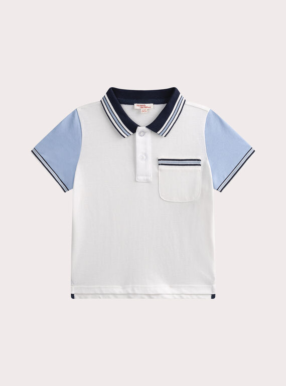 Polo à manches courtes blanc et bleu  WOMAPOL / 25S90261POL000