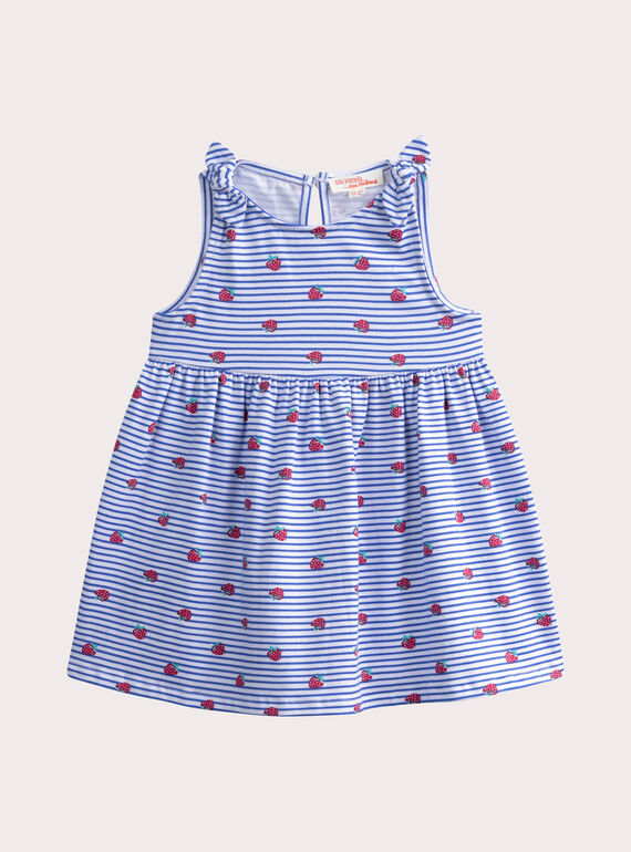 Robe à rayures fraises pour bébé fille WIPLAROB1 / 25SG09O3ROB000