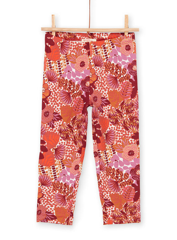 Legging écru imprimé fleuri enfant fille LYATERLEG / 21SI01V1CAL001