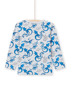 T-shirt gris chiné et bleu imprimé dragon enfant garçon MOPLATEE1 / 21W902O2TMLJ922