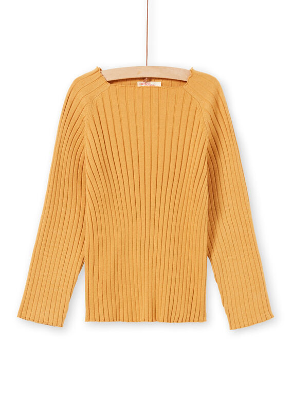 Pull uni manches longues jaune enfant fille MAJOPULL3 / 21W901N2PULB107