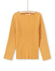 Pull uni manches longues jaune enfant fille MAJOPULL3 / 21W901N2PULB107