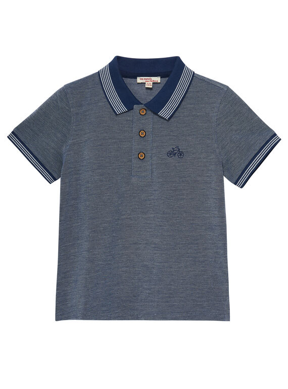Polo garçon bicolore marine rayé au col JOPOEPOL / 20S902G1POL720