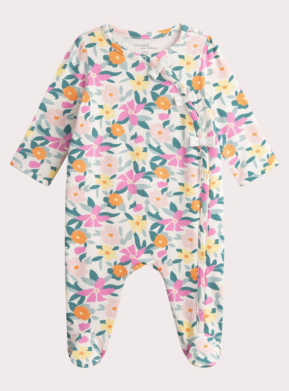 Grenouillère imprimée écru pour bébé fille WEFIGREAOP / 25SH1392GRE001