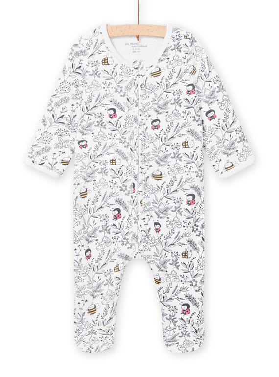Grenouillère blanche imprimé forêt fantaisie naissance mixte NOU1GRE7 / 22SF0544GRE000