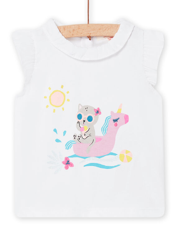 T-shirt blanc à motifs fantaisie bébé fille NIFICBRA / 22SG09U2BRA000