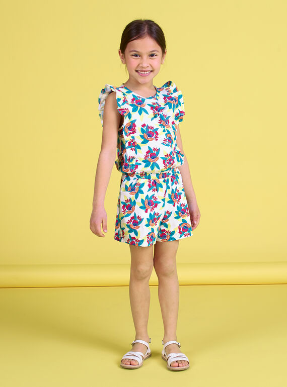 Combinaison short imprimé fleuri enfant fille JAMARCOMBI / 20S901P1CBL000