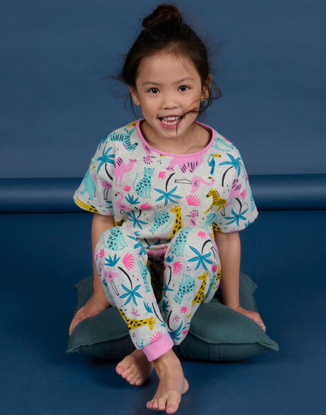 Ensemble pyjama écru chiné enfant fille NEFAPYJSAF / 22SH11H3PYJ006