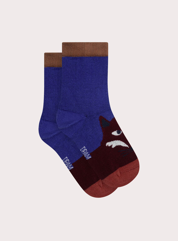 Chaussettes bleues à motif renard pour garçon XYOJOCHO6 / 25WI02D4SOQC231