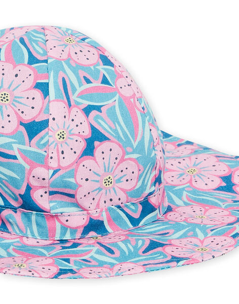 Chapeau bleu pétrole à imprimé fleuri bébé fille NYIFICCHA / 22SI09C4CHA215