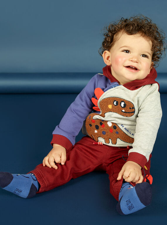 Gilet à capuche tricolore à motif dinosaure bébé garçon MUPAGIL / 21WG10H1GIL943