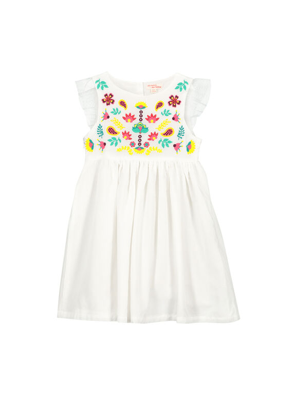 Robe blanche brodée fille FACAROB1 / 19S901D1ROB000