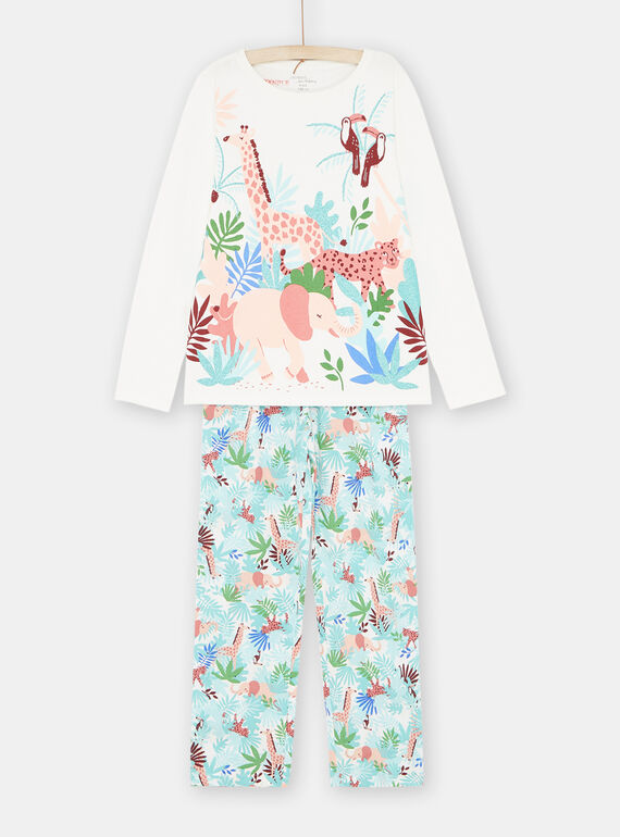 Pyjama écru à imprimé animalier fille SEFAPYJSAF / 23WH1135PYJ001