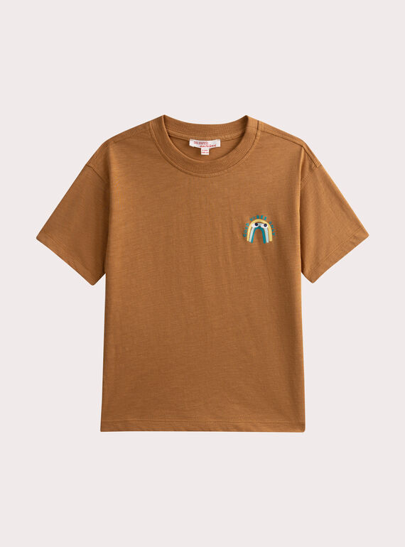 T-shirt marron détail fantaisie WOJOTIBRO4 / 25S902L4TMCI802