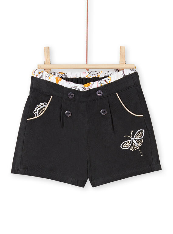 Short anthracite en velours bébé fille LIPOESHO / 21SG09Y1SHOJ916