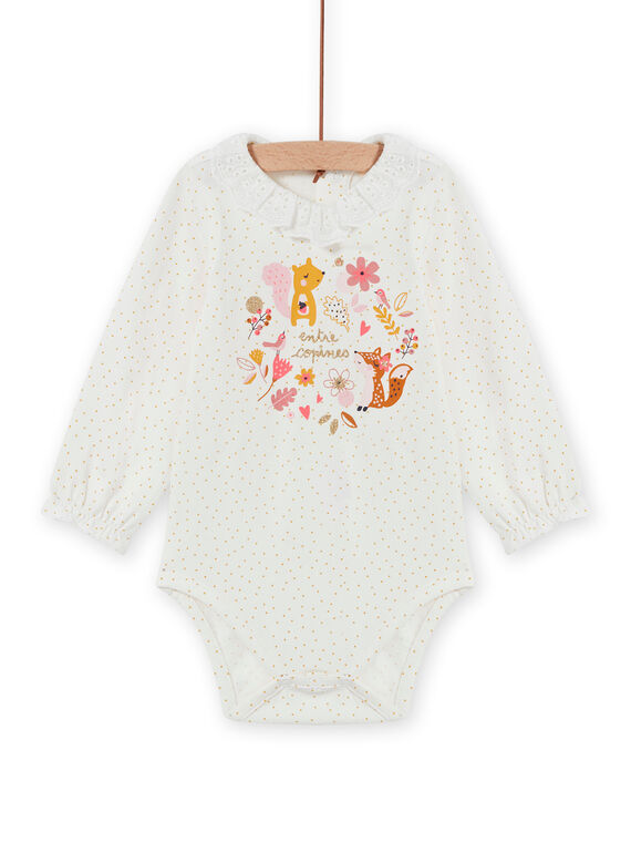 Body manches longues à pois et motifs fantaisie bébé fille MISAUBOD / 21WG09P1BOD001