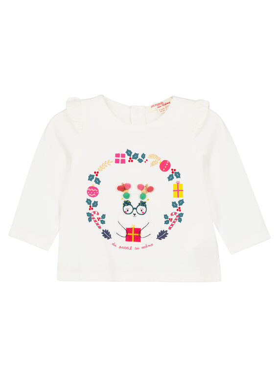 Tee shirt manches longues volantées layette fille GINOTEE / 19WG09V1TML001