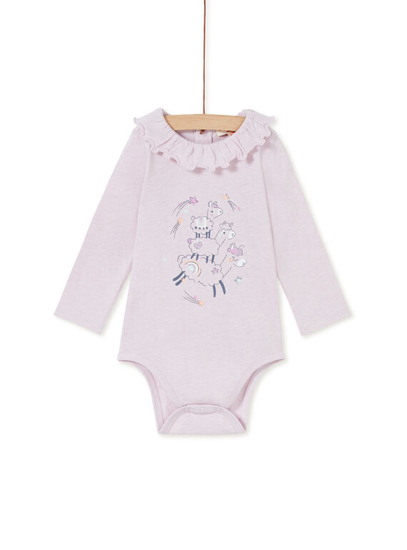 Body à col chiné violet bébé fille KIBOBOD1 / 20WG09N1BODH707