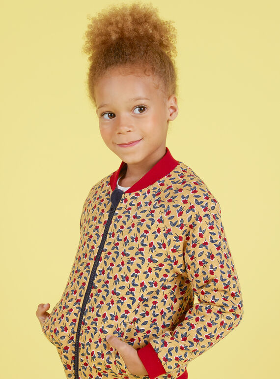 Cardigan teddy réversible bleu nuit enfant fille MAMIXCAR2 / 21W901J1CARC205