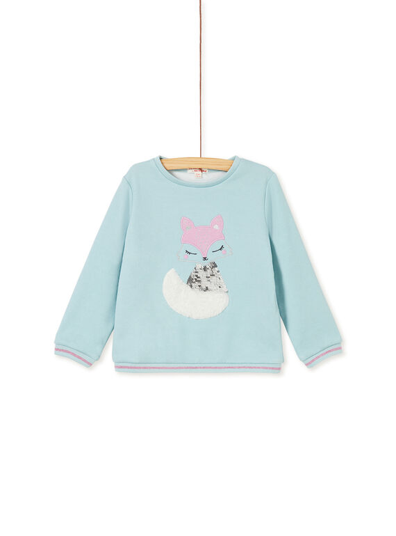Sweat fourré, manche longue et petit renard brodé avec sequin et fausse fourrure KABOSWEA / 20W901N1SWE201