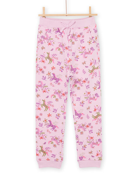 Jogging rose à imprimé licorne et fleur PAJOBAJOG3 / 22W901D1JGBH700